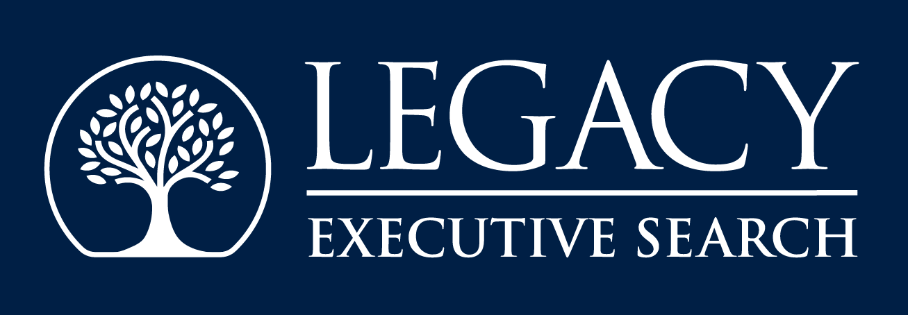 A blue and white logo of the legal executive group.